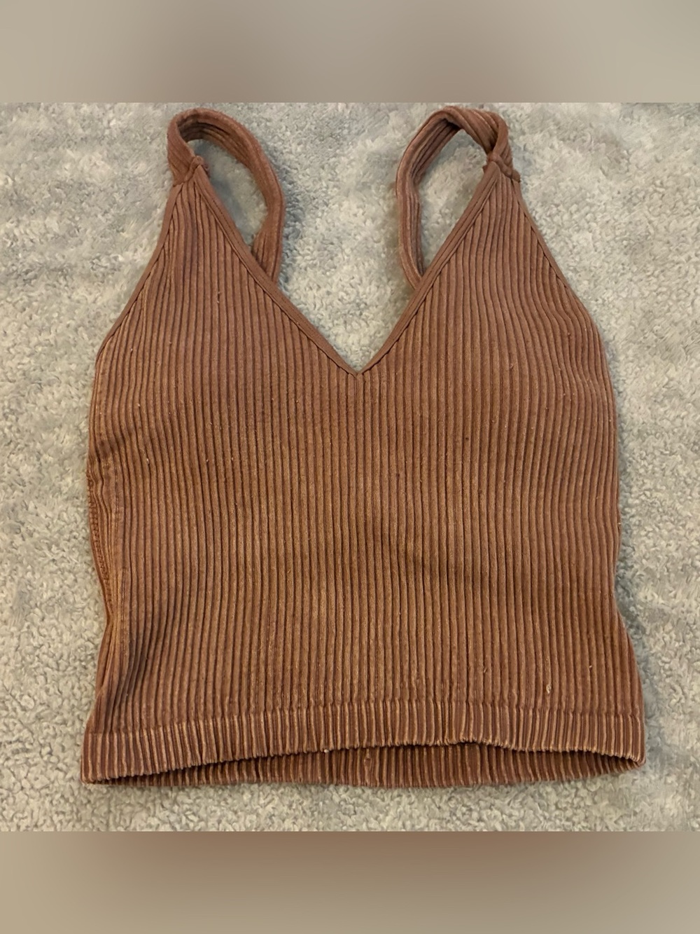 Women’s Wishlist Brand Ribbed V-Neck Cropped Tank Top - Brown Size S/M